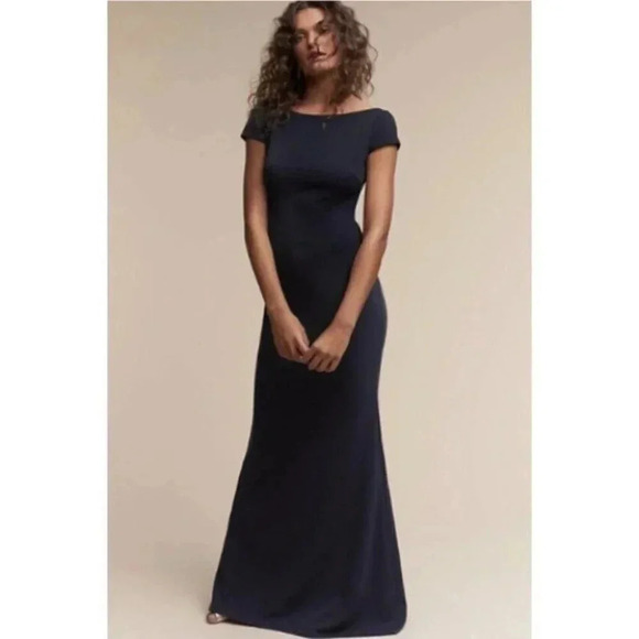NWT Anthropologie BHLDN Katie May Madison Maxi Dress Long Cocktail in Navy Blue - Picture 1 of 15